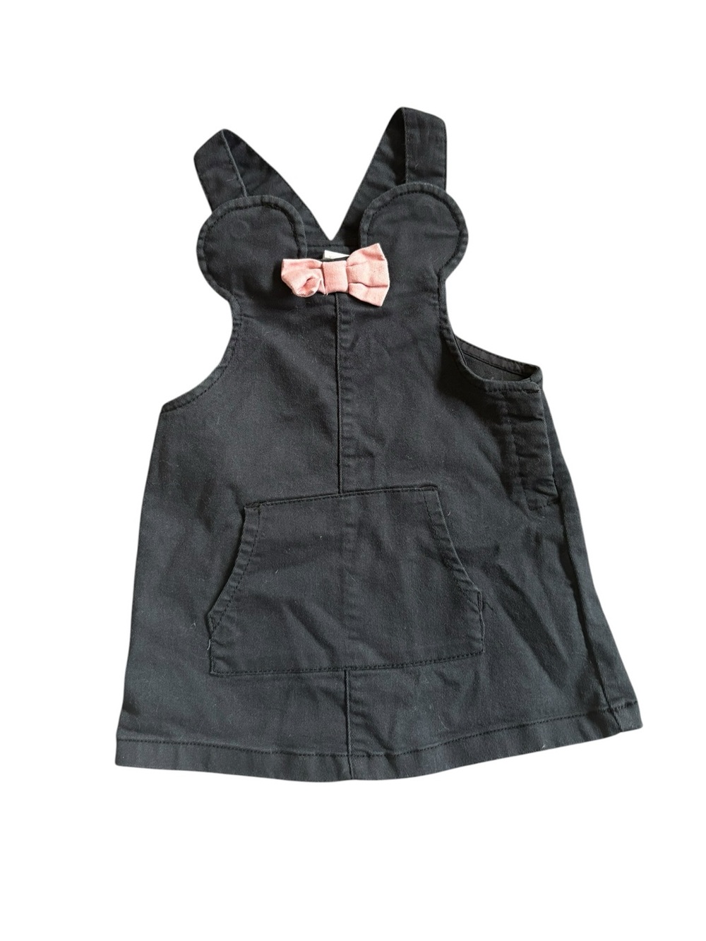 3/$25 Disney Minnie Mouse Black Pinafore Jumper Dress Pink Bow Baby Girls 9-12